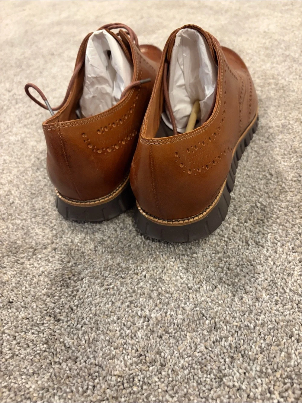 Cole Haan Cognac Leather Wingtip Derby Shoes